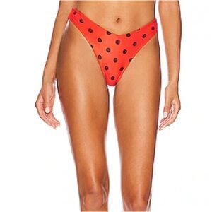 NWT Beach Riot Vanessa Bikini Bottom in Scarlet Polka Dot